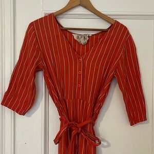 Ace & Jig red cotton belted dress